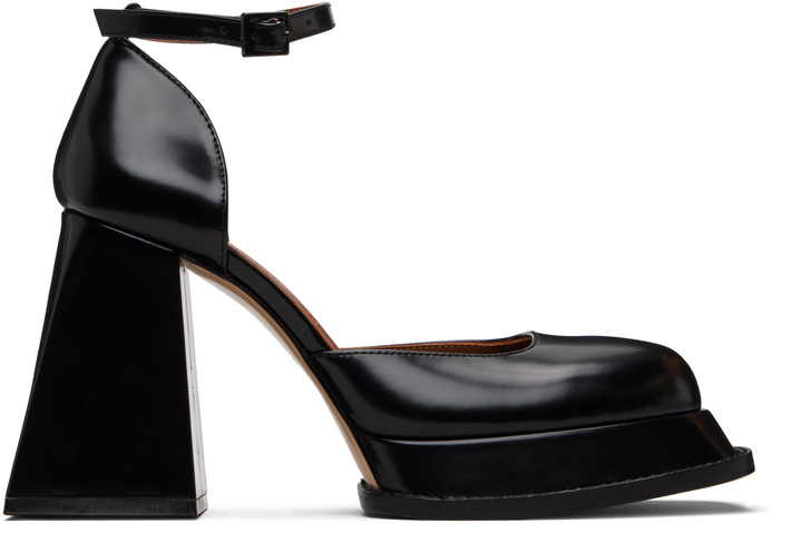 Photo: SHUSHU/TONG Black Round Toe Strap High Heels