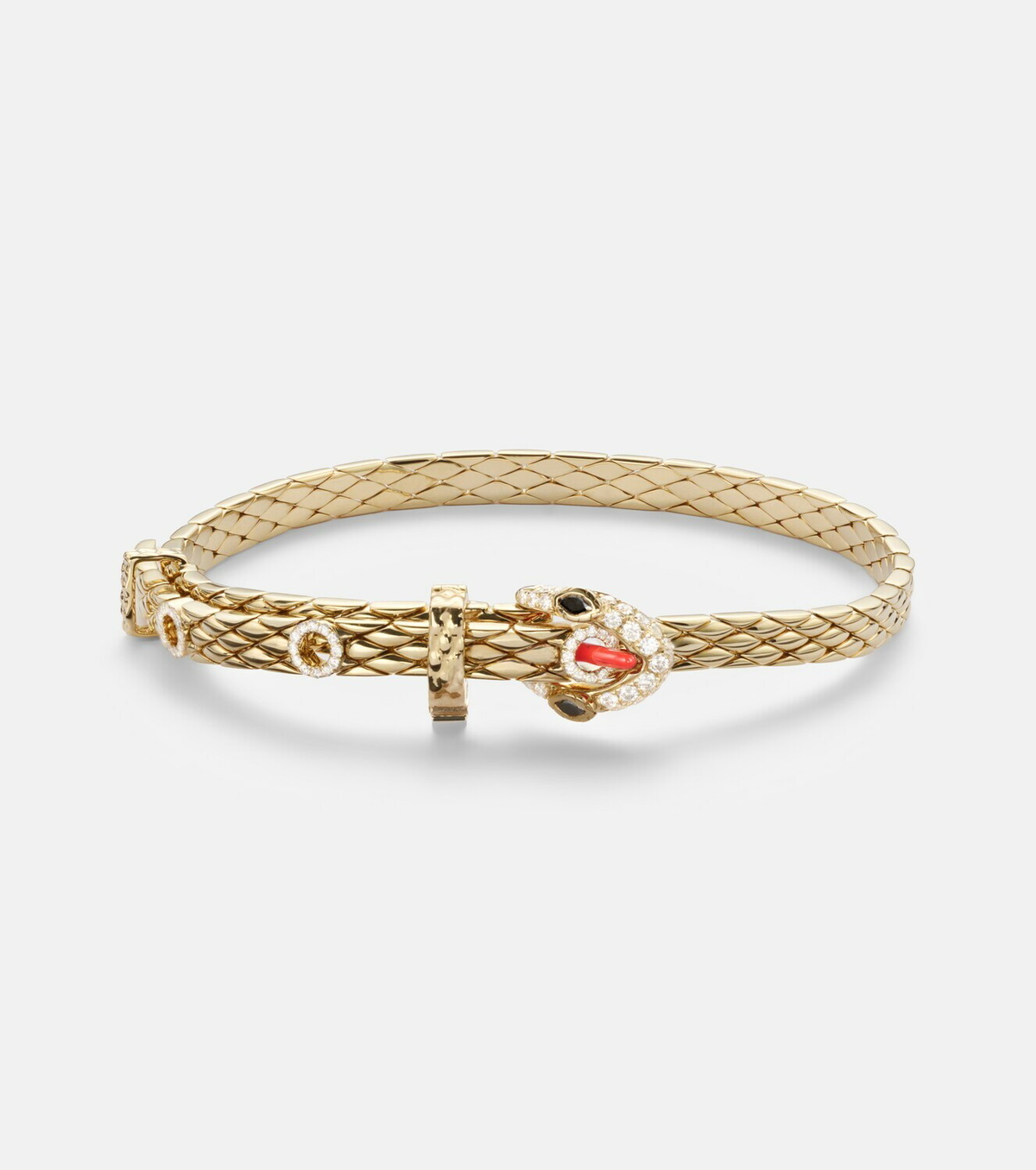 Yvonne Léon Python Mini 9kt gold bracelet with diamonds and enamel