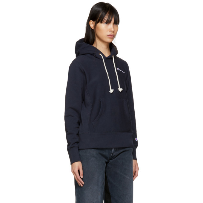 Champion Reverse Weave Navy Small Logo Warm-Up Hoodie Champion Reverse Weave