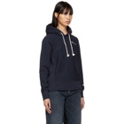 Champion Reverse Weave Navy Small Logo Warm-Up Hoodie