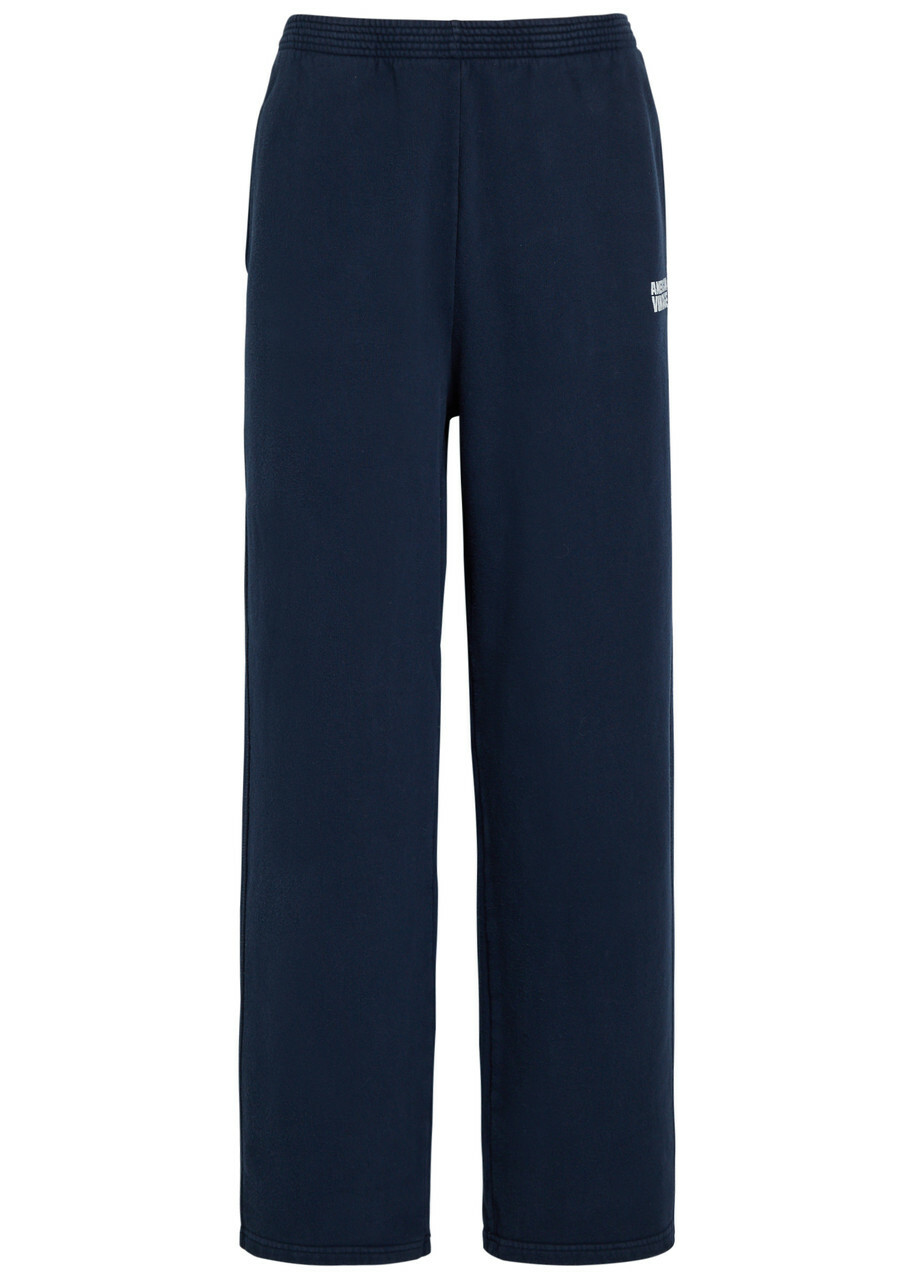 American Vintage Plizzy Logo-print Cotton Sweatpants Navy