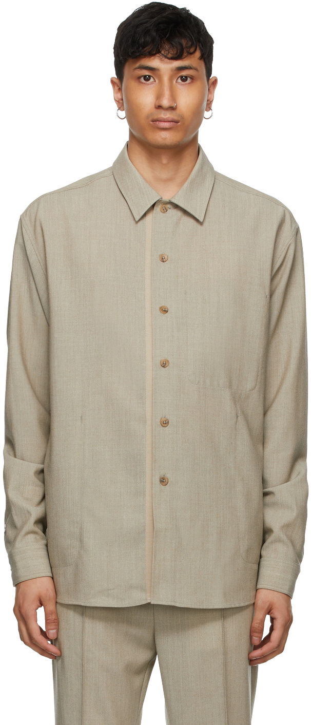 Tom Wood SSENSE Exclusive Beige Wool Overshirt Tom Wood