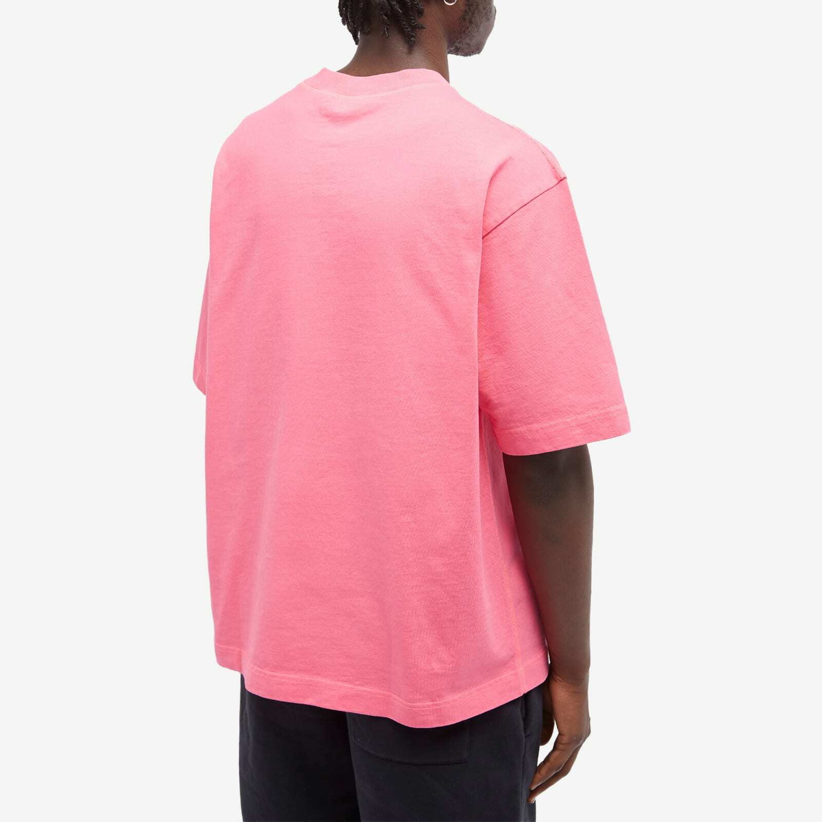 ★人気★【Acne Studios】EXTORR PINK LAB T SHIRT Acne Studios Men's Extorr Stamp T-Shirt in Neon Pink Acne