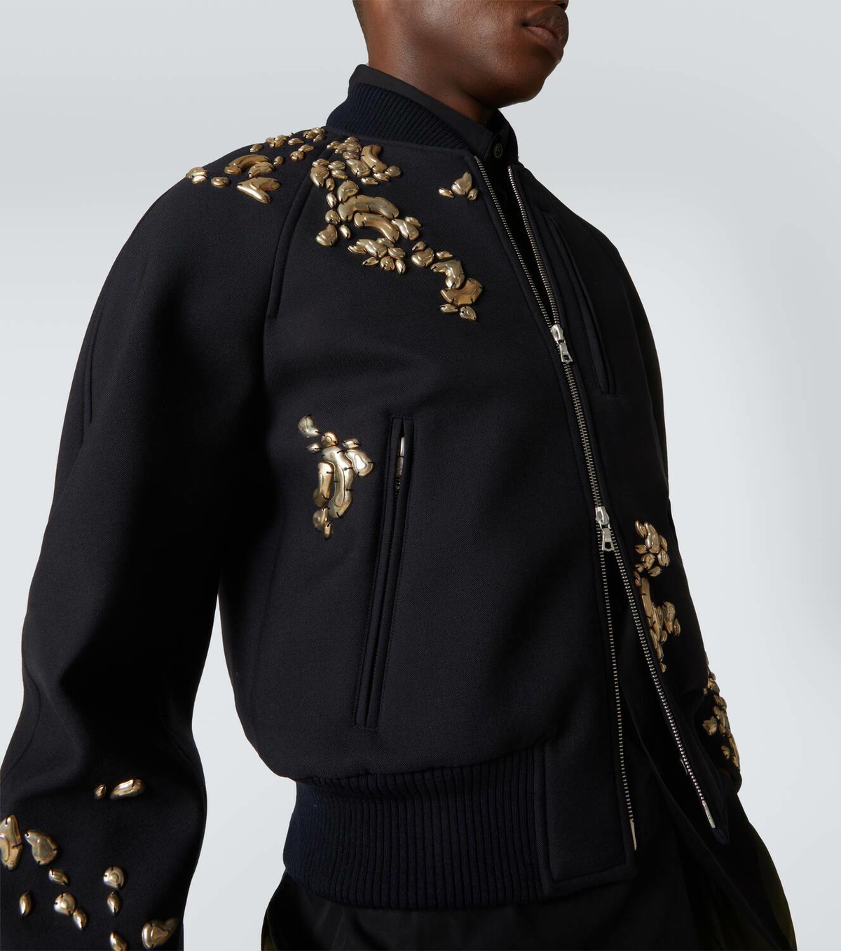 Dries Van Noten Embroidered wool-blend bomber jacket