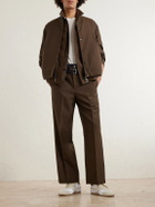 Sacai - Straight-Leg Belted Denim-Trimmed Woven Trousers - Brown