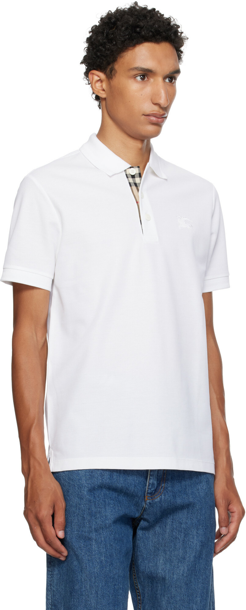 Burberry White Cotton Polo