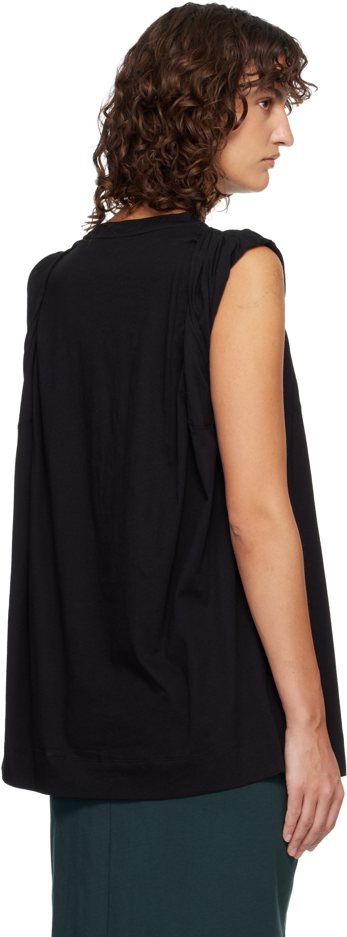 Dries Van Noten Black Loose Sleeveless T-shirt