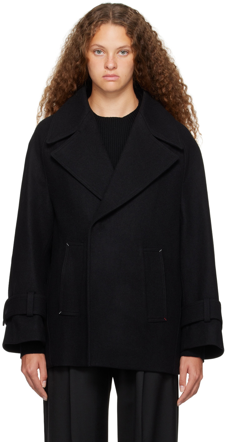 Victoria Beckham Black Oversized Peacoat Victoria Beckham