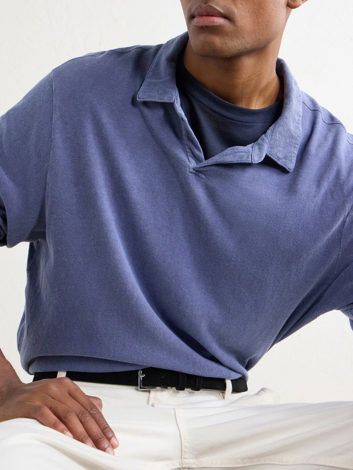 James Perse - Cotton-Twill Polo Shirt - Blue