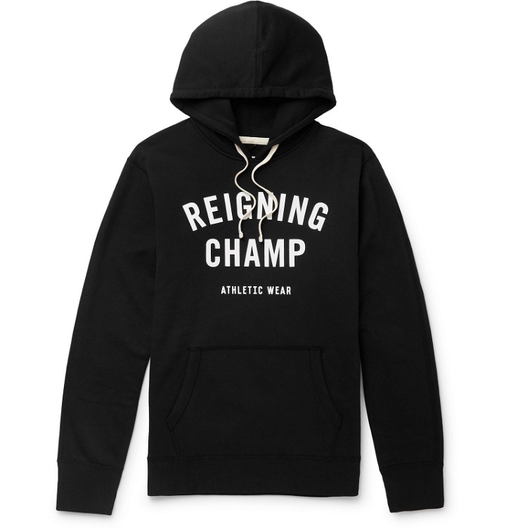 Photo: Reigning Champ - Logo-Print Loopback Cotton-Jersey Hoodie - Black