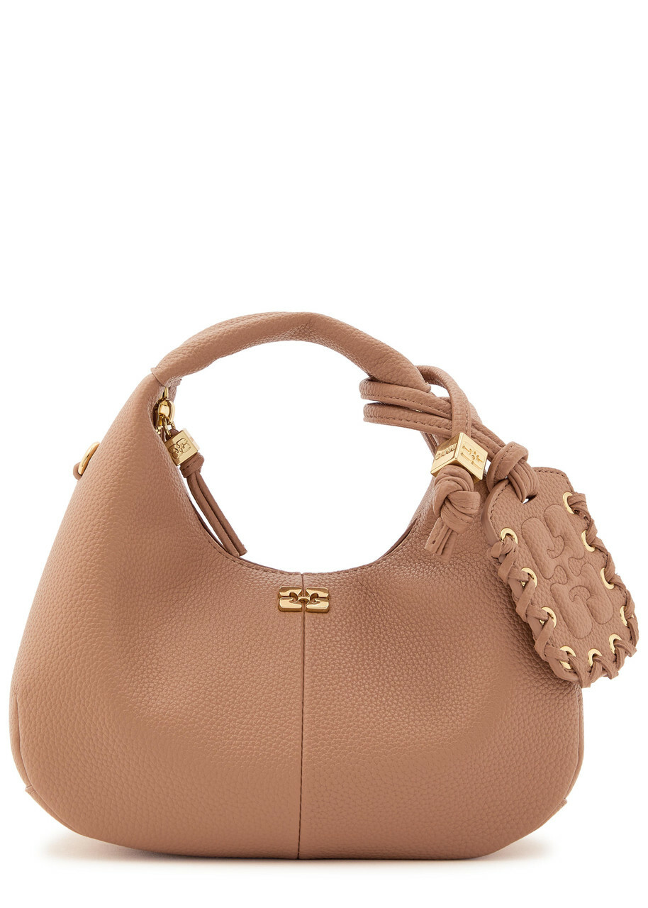 Ganni Hobo Mini Grained Leather top Handle bag - Pink - One Size