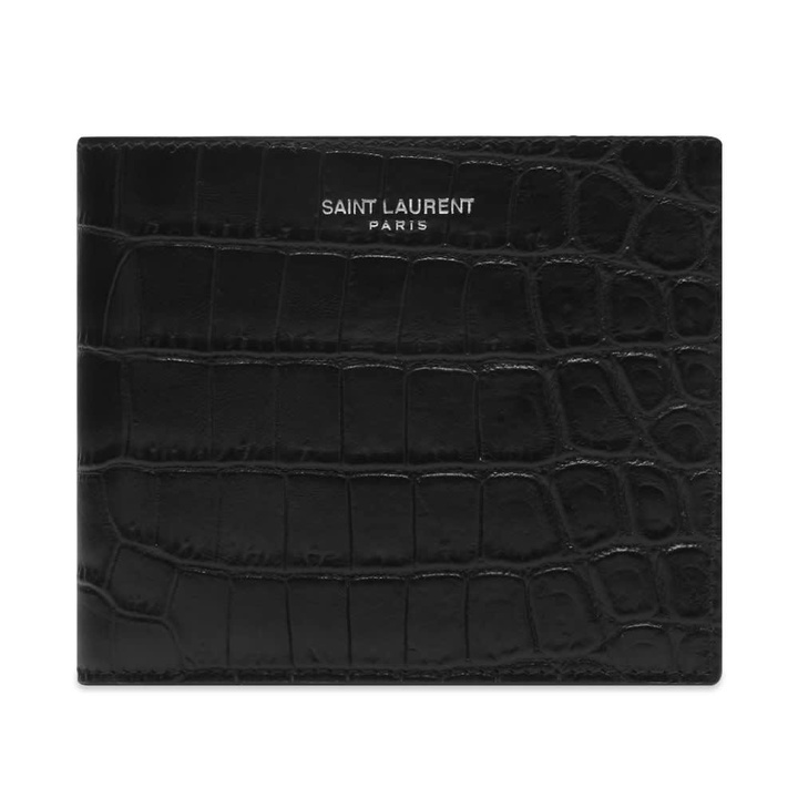 Photo: Saint Laurent Logo Croc Leather Billfold Wallet