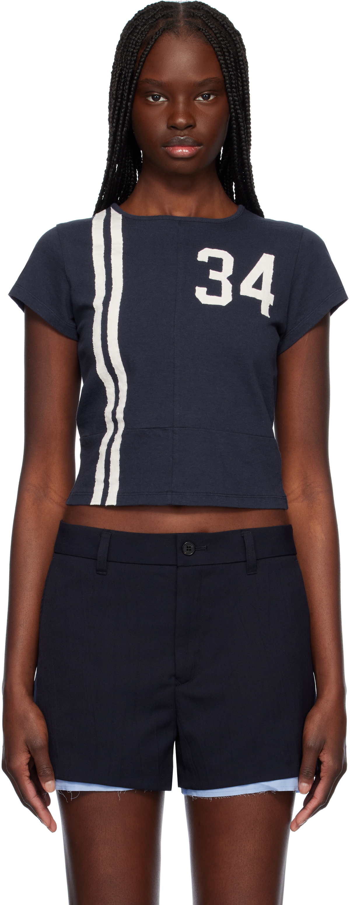AMBUSH Navy Paneled Fitted T-shirt