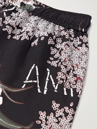 AMIRI - Straight-Leg Floral-Print Silk-Twill Drawstring Shorts - Black