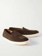 George Cleverley - Joey Full-Grain Suede Penny Loafers - Brown