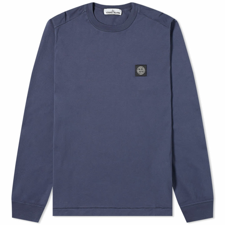 Photo: Stone Island Men's Patch Long Sleeve T-Shirt in Avio Blue