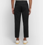 Theory - Black Page Tapered Pleated Stretch-Wool Trousers - Black