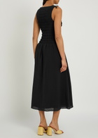 Paige Sebestian Shirred Woven Midi Dress Black