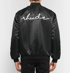 Rhude - Embroidered Satin Bomber Jacket - Men - Black