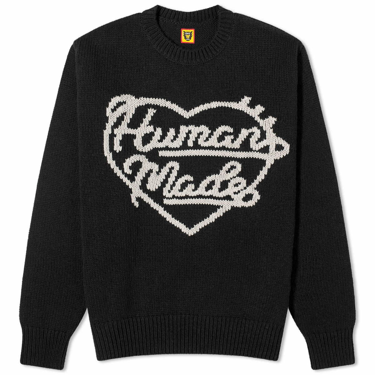 Photo: Human Made Men's Knitted Heart Crew Neck Jumper in Black
