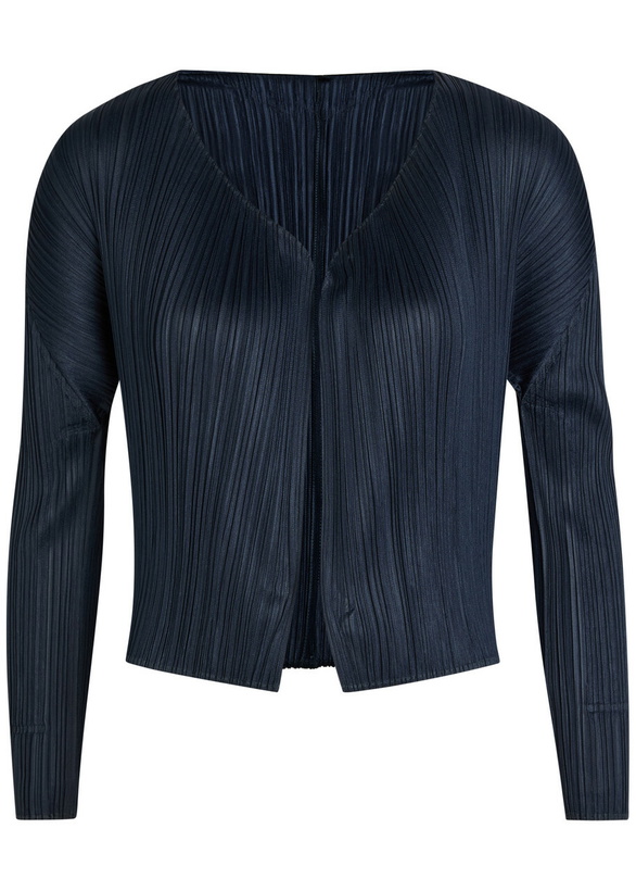 Photo: Pleats Please Issey Miyake Pleated Woven Cardigan Navy
