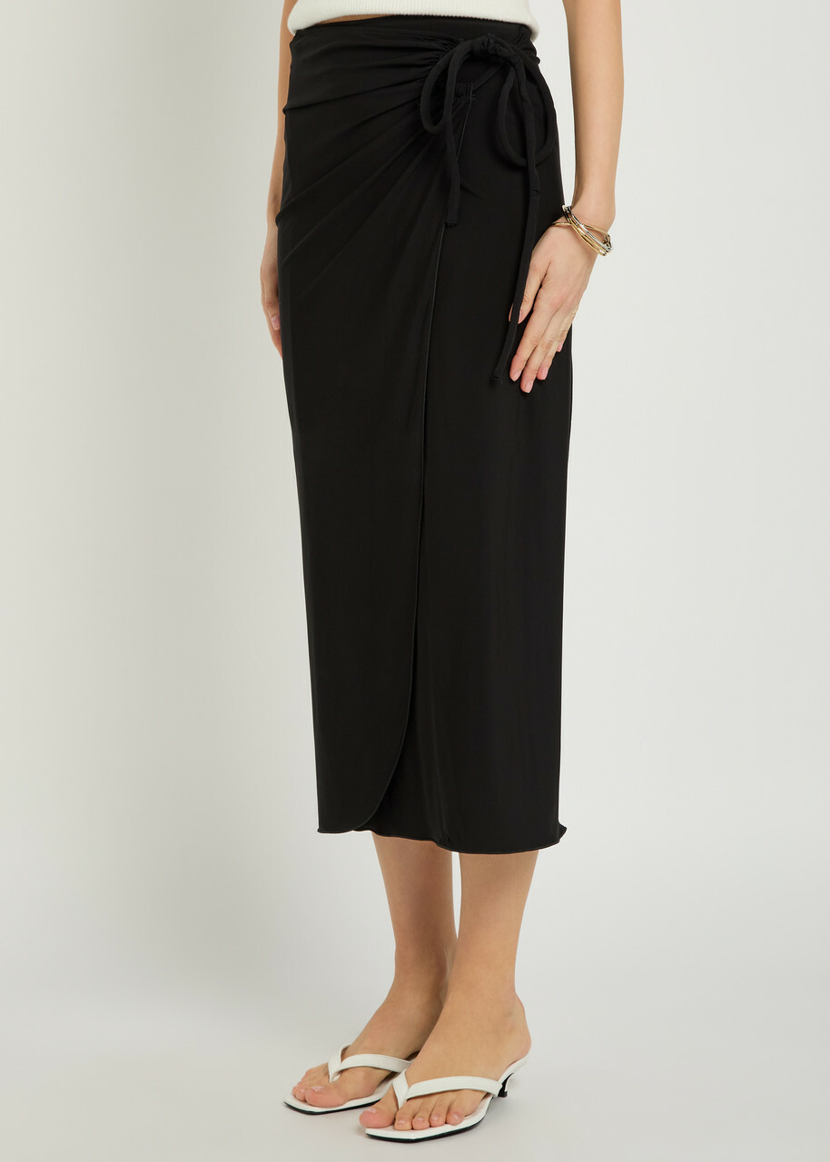 Max Mara Afoso Jersey Midi Wrap Skirt Black