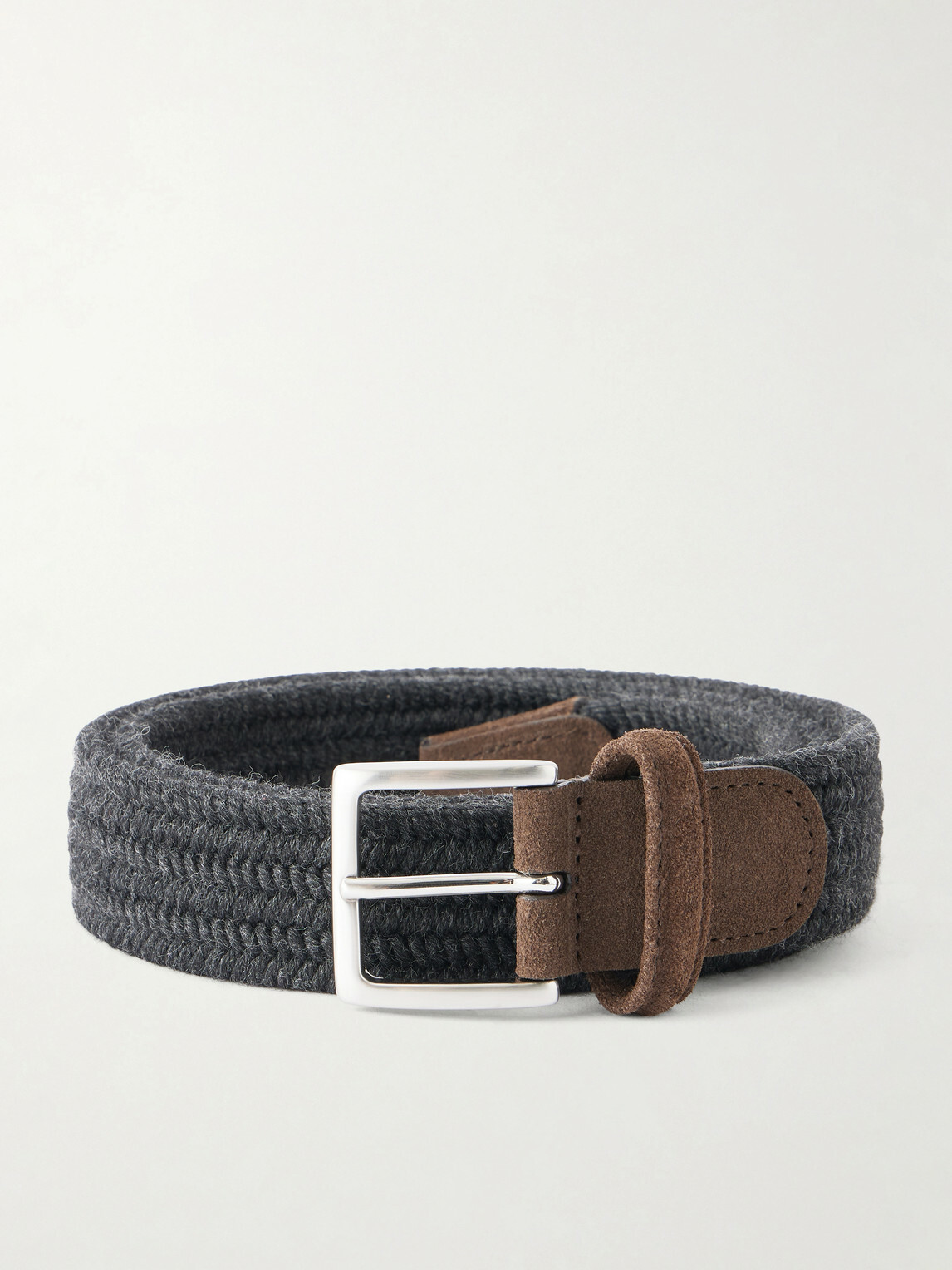 Anderson's - 2cm Suede-Trimmed Braided Belt - Blue