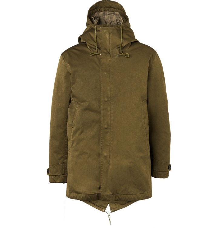 Photo: Ten C - Quilted Microfiber Hooded Down Parka - Green