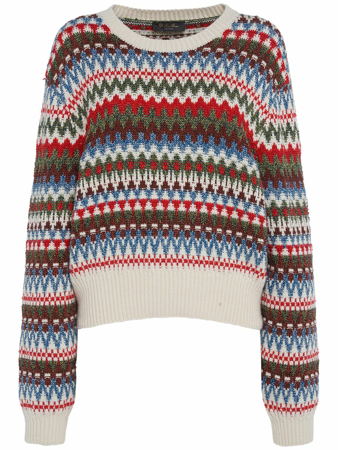 LORO PIANA - Silk Blend Jacquard Knit Sweater Loro Piana