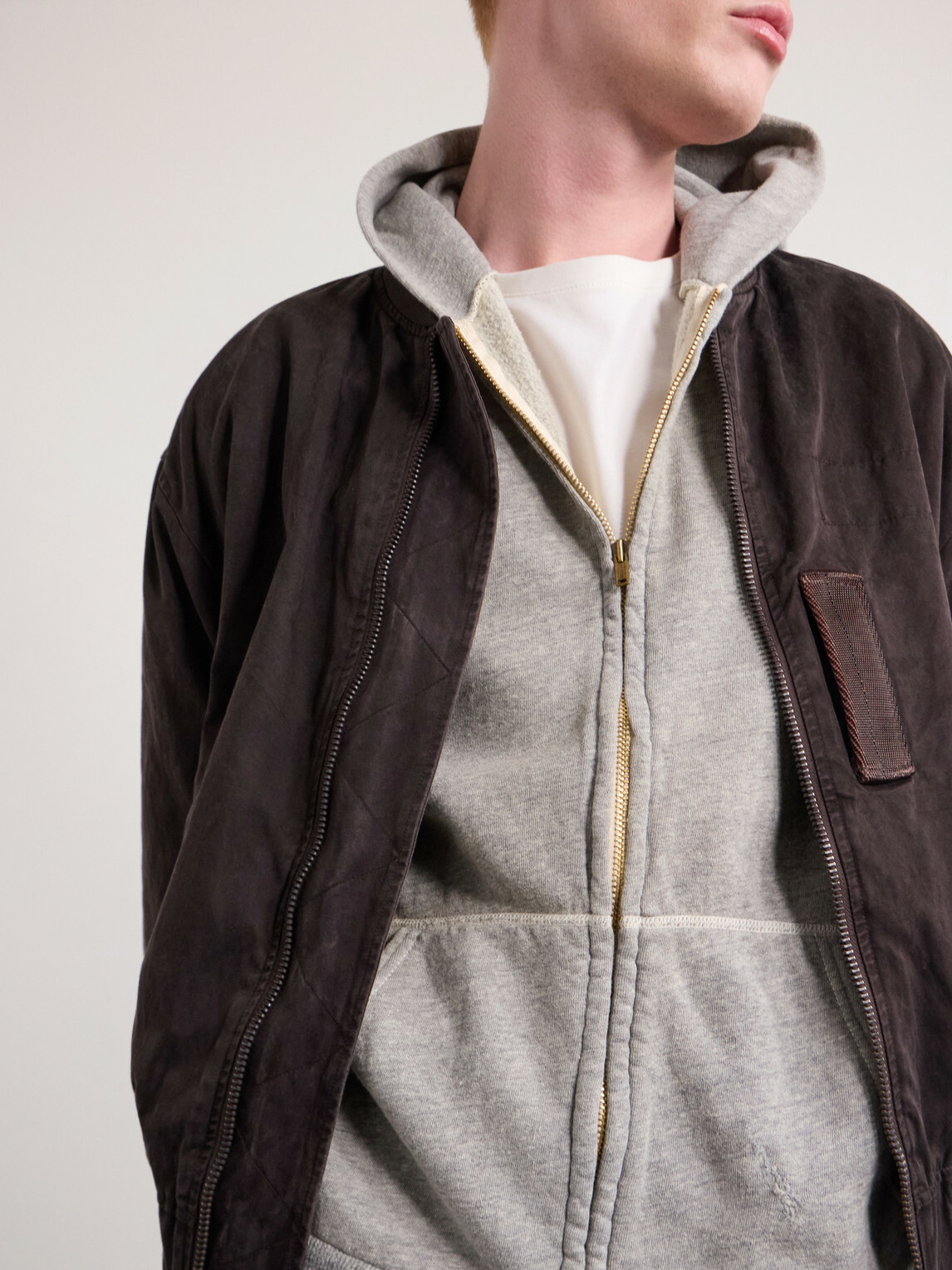 A.PRESSE - Cotton-Jersey Zip-Up Hoodie - Gray
