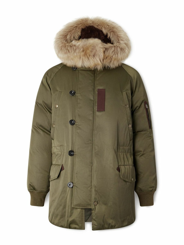Photo: Ralph Lauren Purple label - Shearling-Trimmed Shell Down Jacket - Green