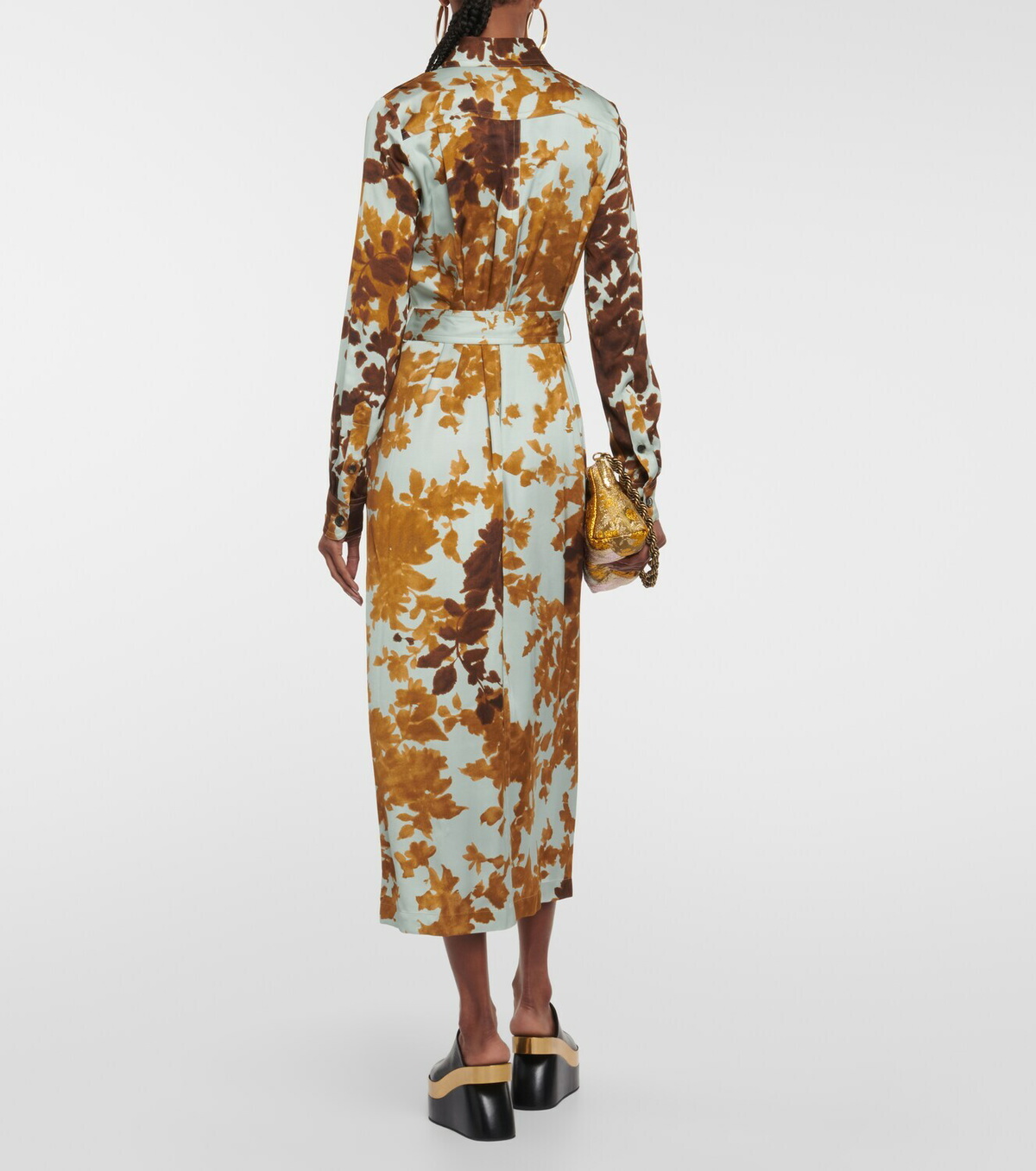 Dries Van Noten Printed satin midi dress Dries Van Noten