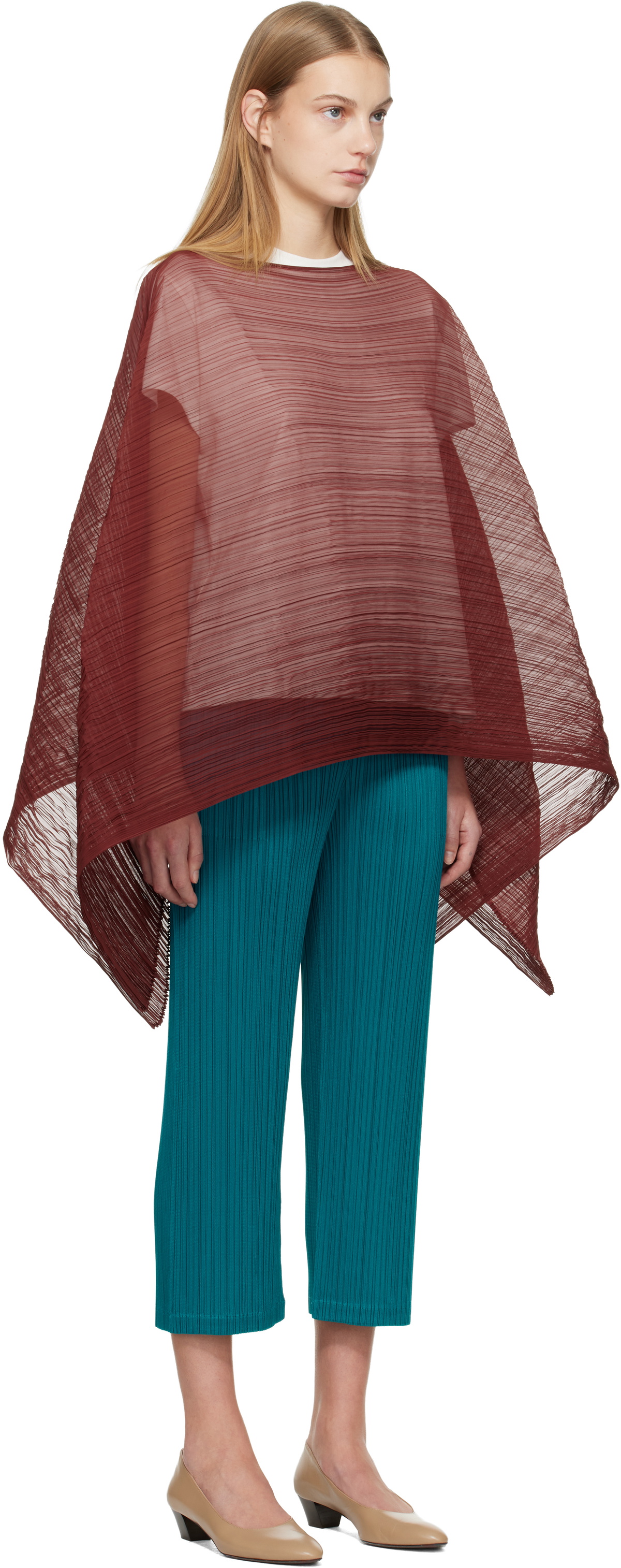 PLEATS PLEASE ISSEY MIYAKE Burgundy Madame-T October Scarf