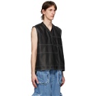 Sunnei Black Leather V-Neck Vest