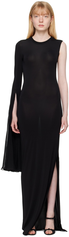 Photo: Nensi Dojaka Black Asymmetric Maxi Dress