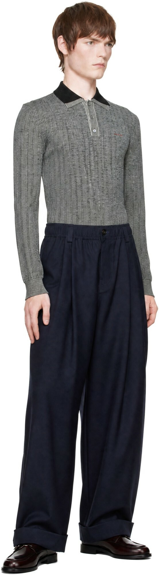 Marni Navy Pleated Trousers