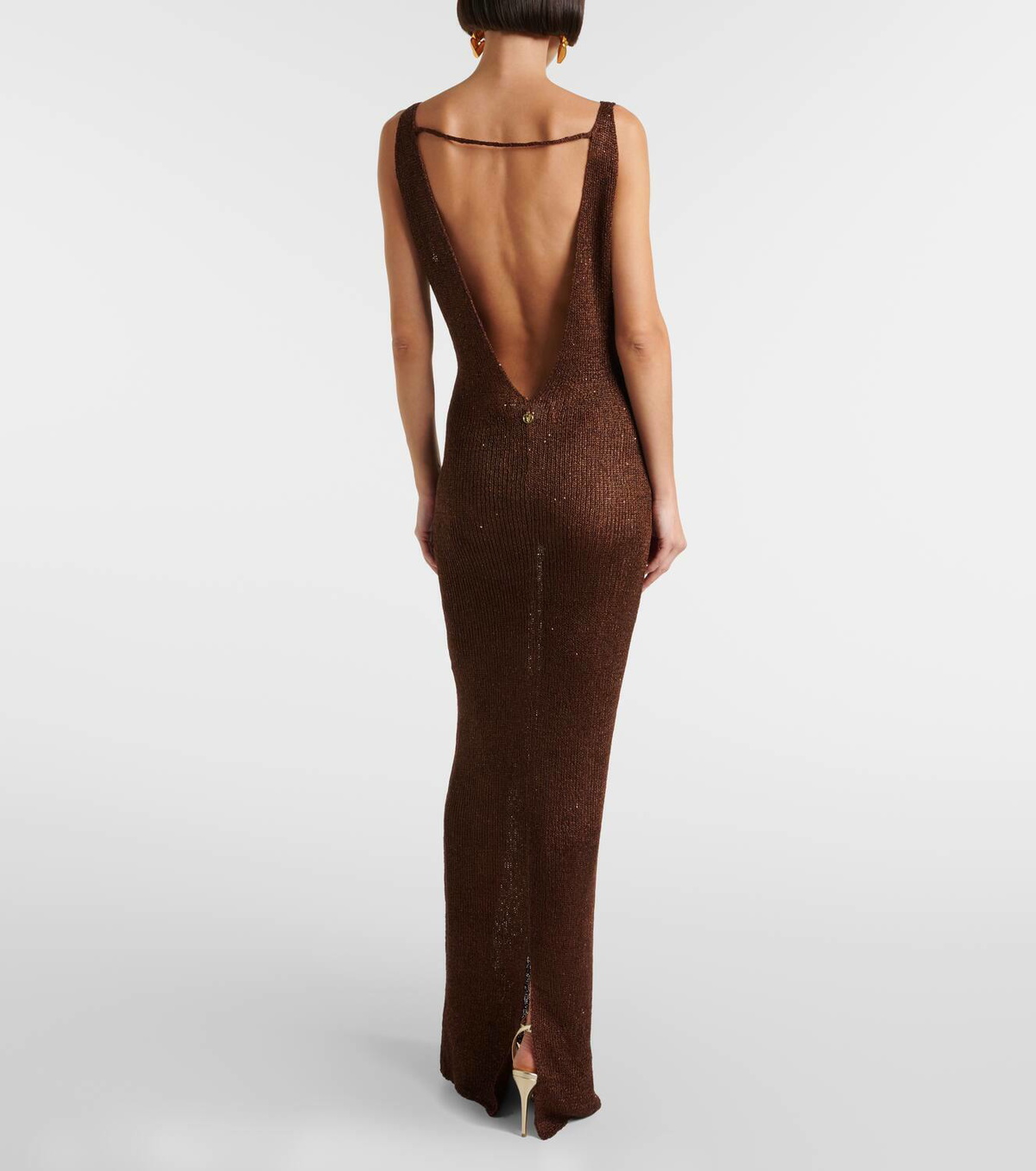 black maxi knitted dress Ramy Brook Alexandra Knit Mock Neck Maxi Dress in Black