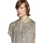 Saint Laurent Silver Sequin Boxy Polo