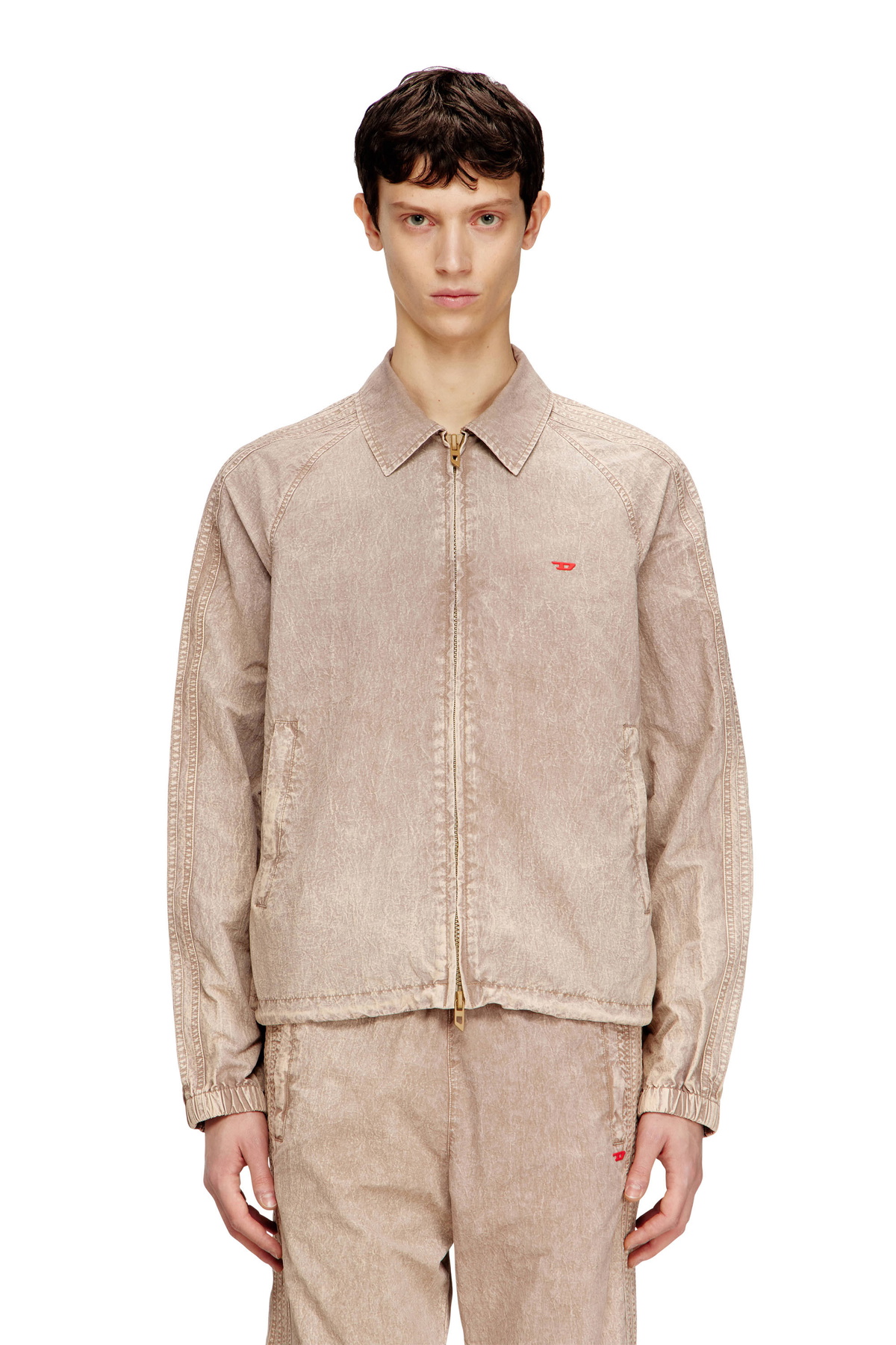 Diesel Taslan jacket with striped sleeves - Jackets - Unisex - Brown