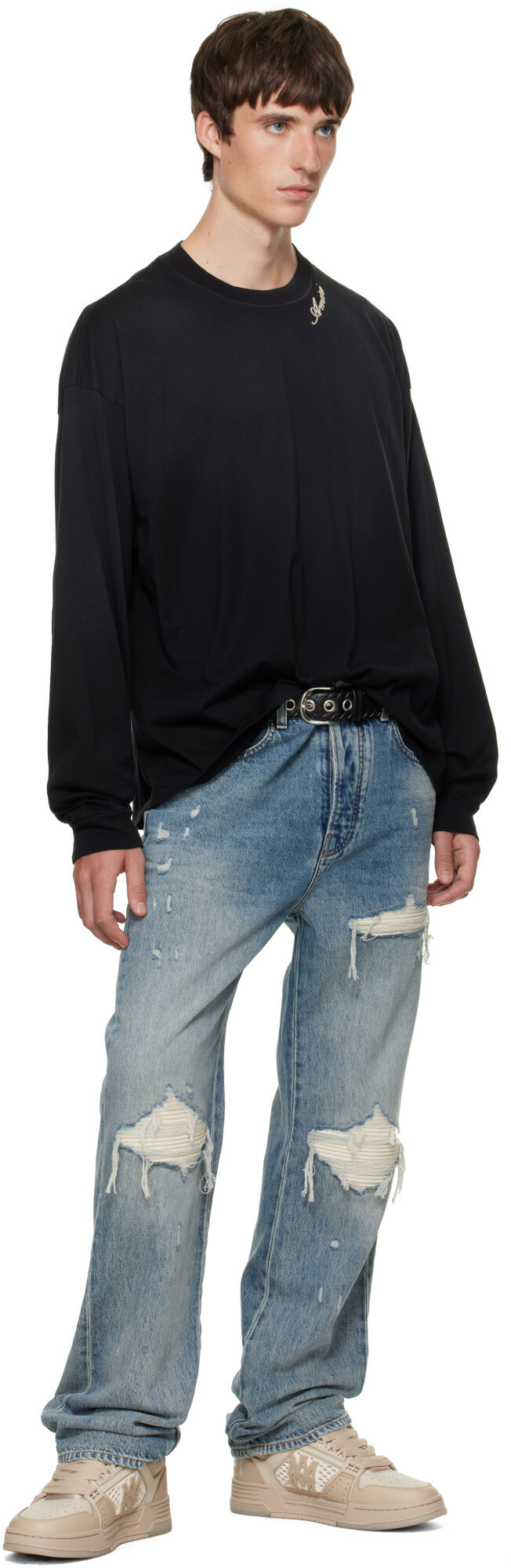AMIRI Black 'AMIRI' Script Oversized Long Sleeve T-shirt