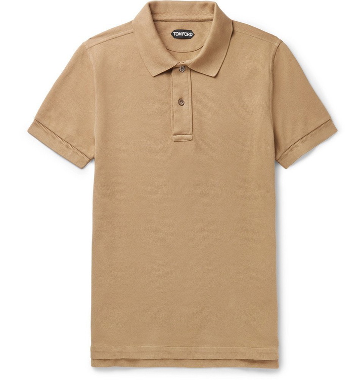 Photo: TOM FORD - Slim-Fit Garment-Dyed Cotton-Piqué Polo Shirt - Camel