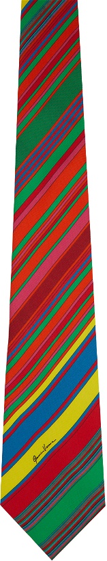 Photo: Versace Multicolor GV Pinstripe Print Neck Tie