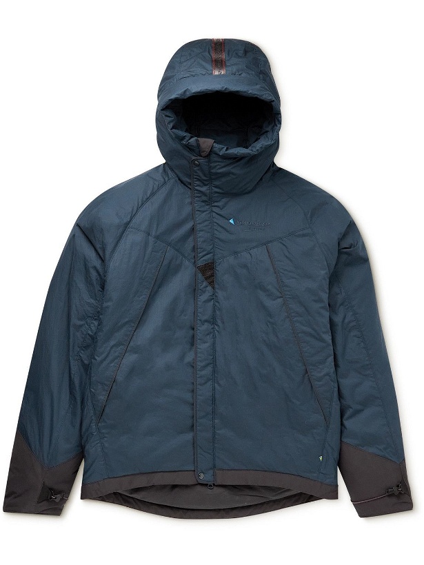 Photo: Klättermusen - Farbaute Quilted Organic Cotton Hooded Down Jacket - Blue