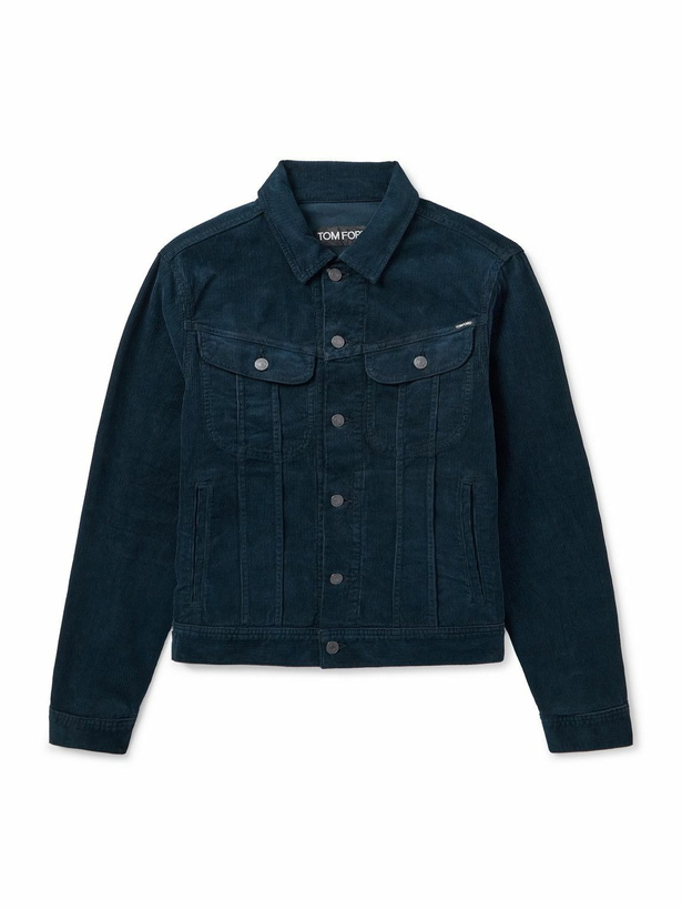 Photo: TOM FORD - Slim-Fit Cotton-Blend Corduroy Jacket - Blue