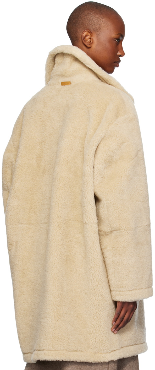 LE17SEPTEMBRE Beige Reversible Faux-Fur & Faux-Leather Coat