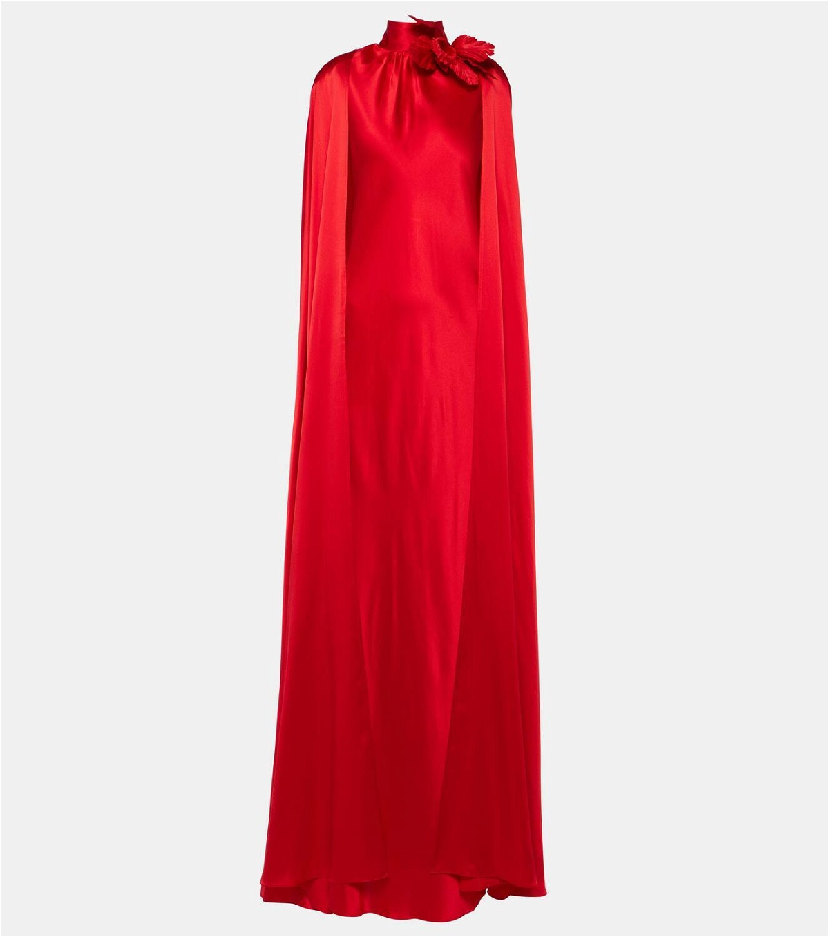 Rodarte Floral-appliqué caped silk gown
