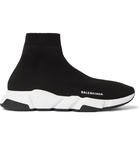 Balenciaga - Speed Stretch-Knit Slip-On Sneakers - Black