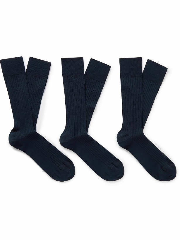Photo: NN07 - Three-Pack Ribbed Cotton-Blend Socks