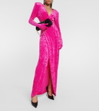 Vetements Diva gloves velvet maxi dress