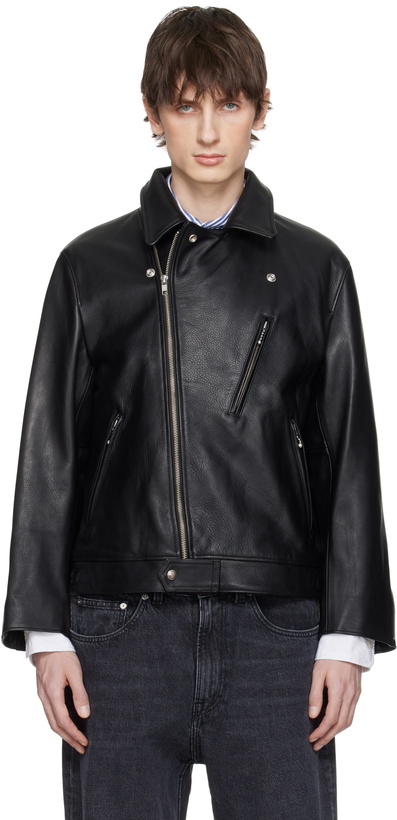 Photo: WACKO MARIA Black Double Riders Leather Jacket